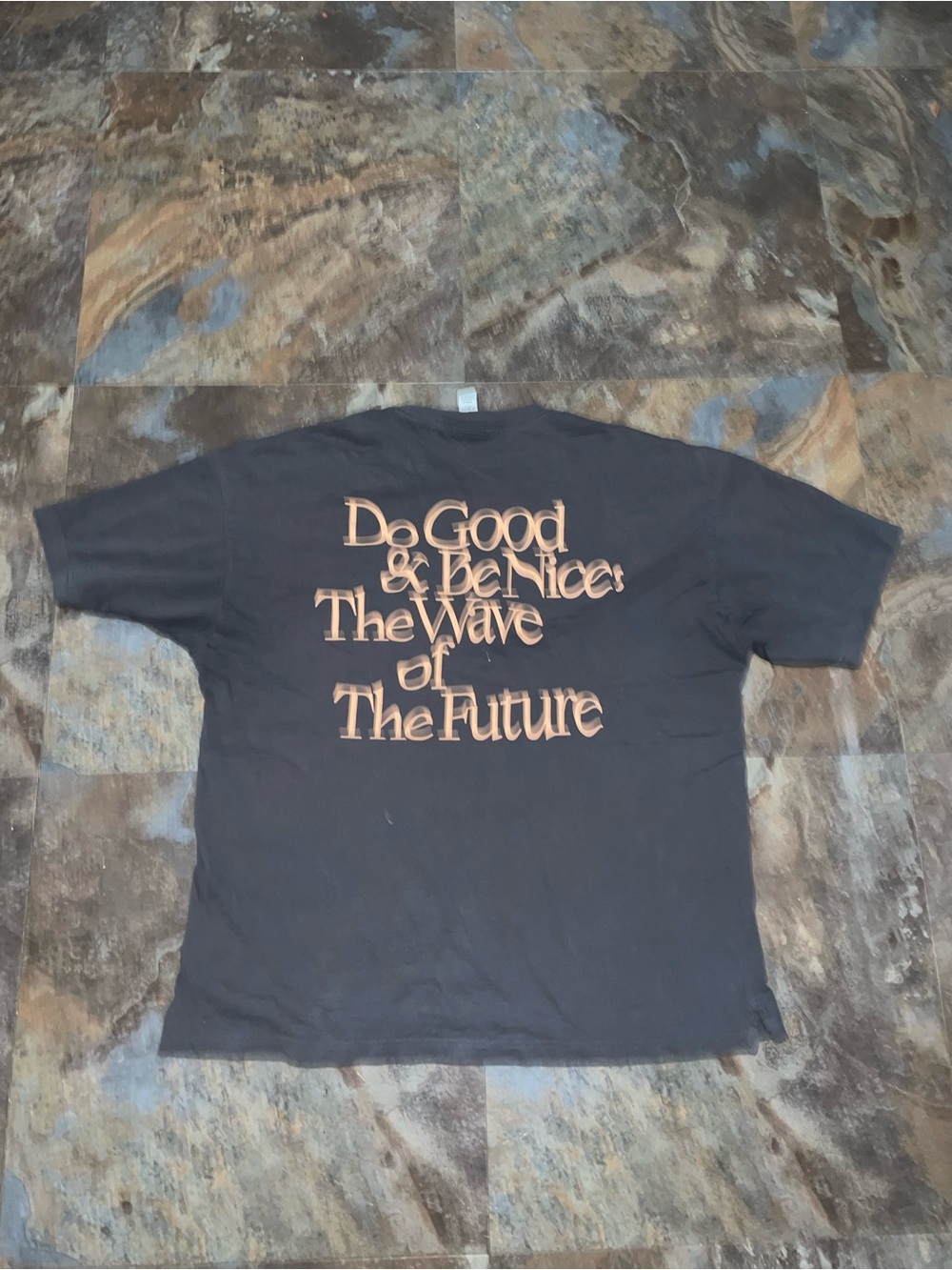 H&M Black Tee with Tan Positive Message